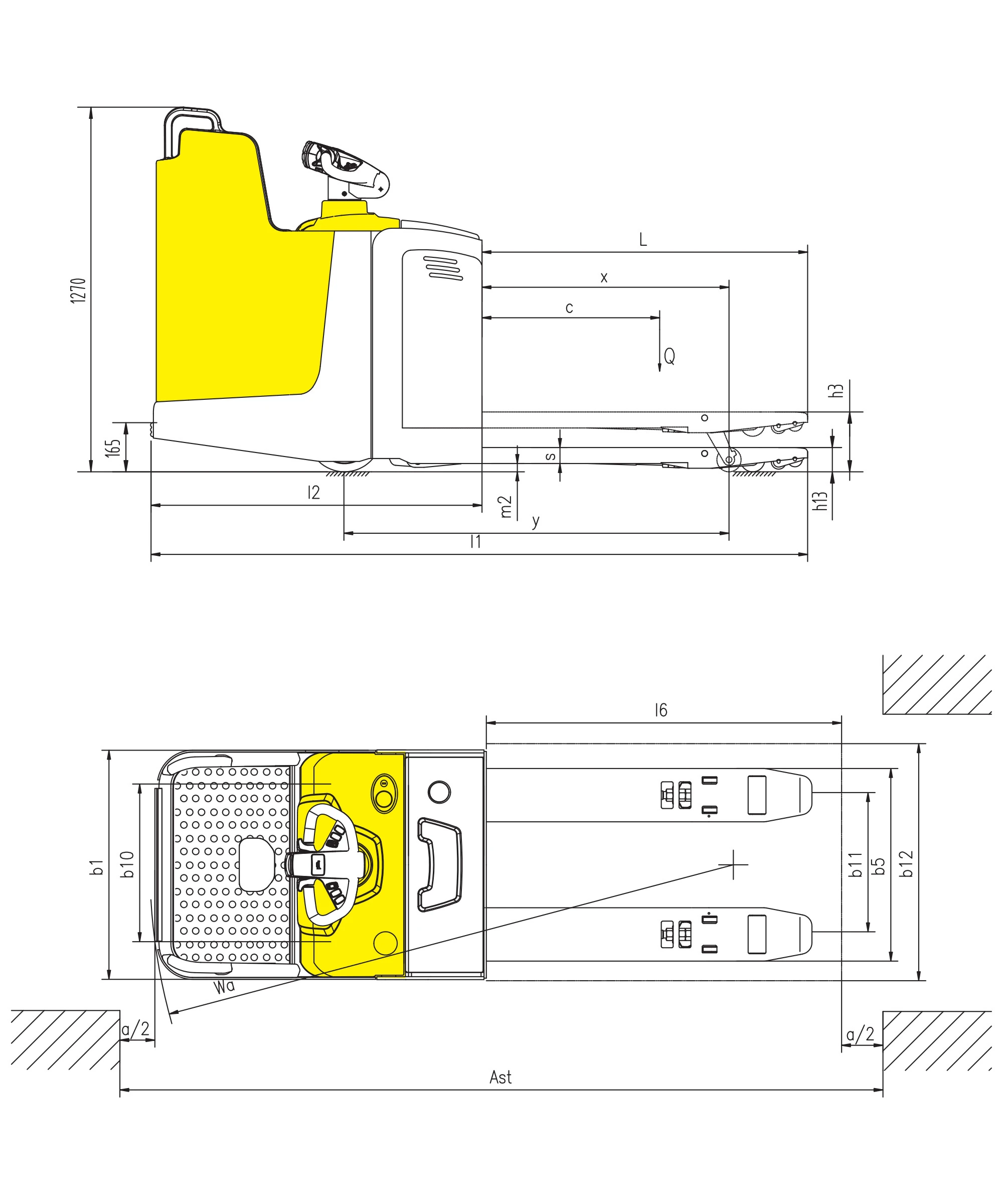 2000 kg keliamosios galios elektrinis palečių vežimėlis EPV20ST