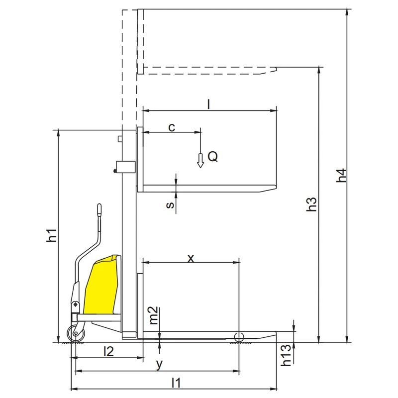 Pusiau elektrinis palečių krautuvas PEVV10/PEVV15, keliamoji galia 1000–1500 kg