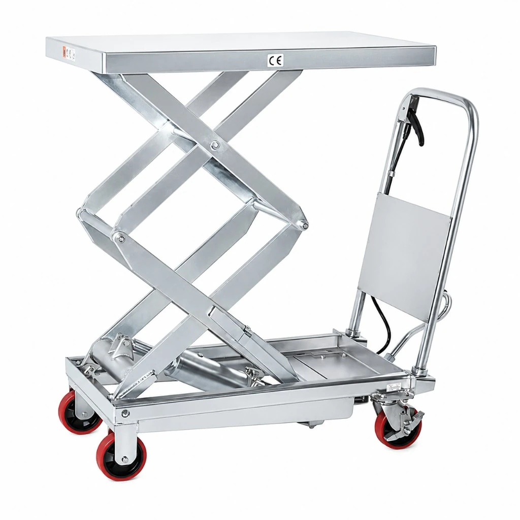 Mobilusis nerūdijančiojo plieno dvigubų žirklių kėlimo stalas (MPS350DS), 350 kg