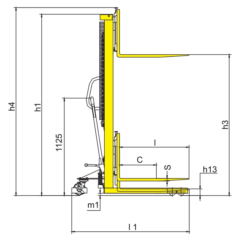 Rankinis hidraulinis palečių krautuvas RVV-KPV, 500–1500 kg