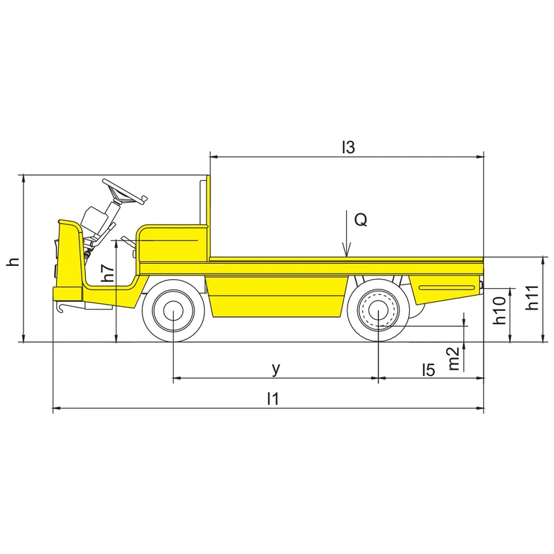 2000–3000 kg keliamosios galios elektrinis platforminis vežimėlis